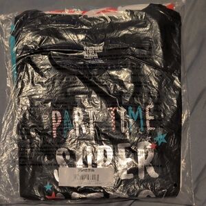 Black Graphic T-Shirt with Colorful Text